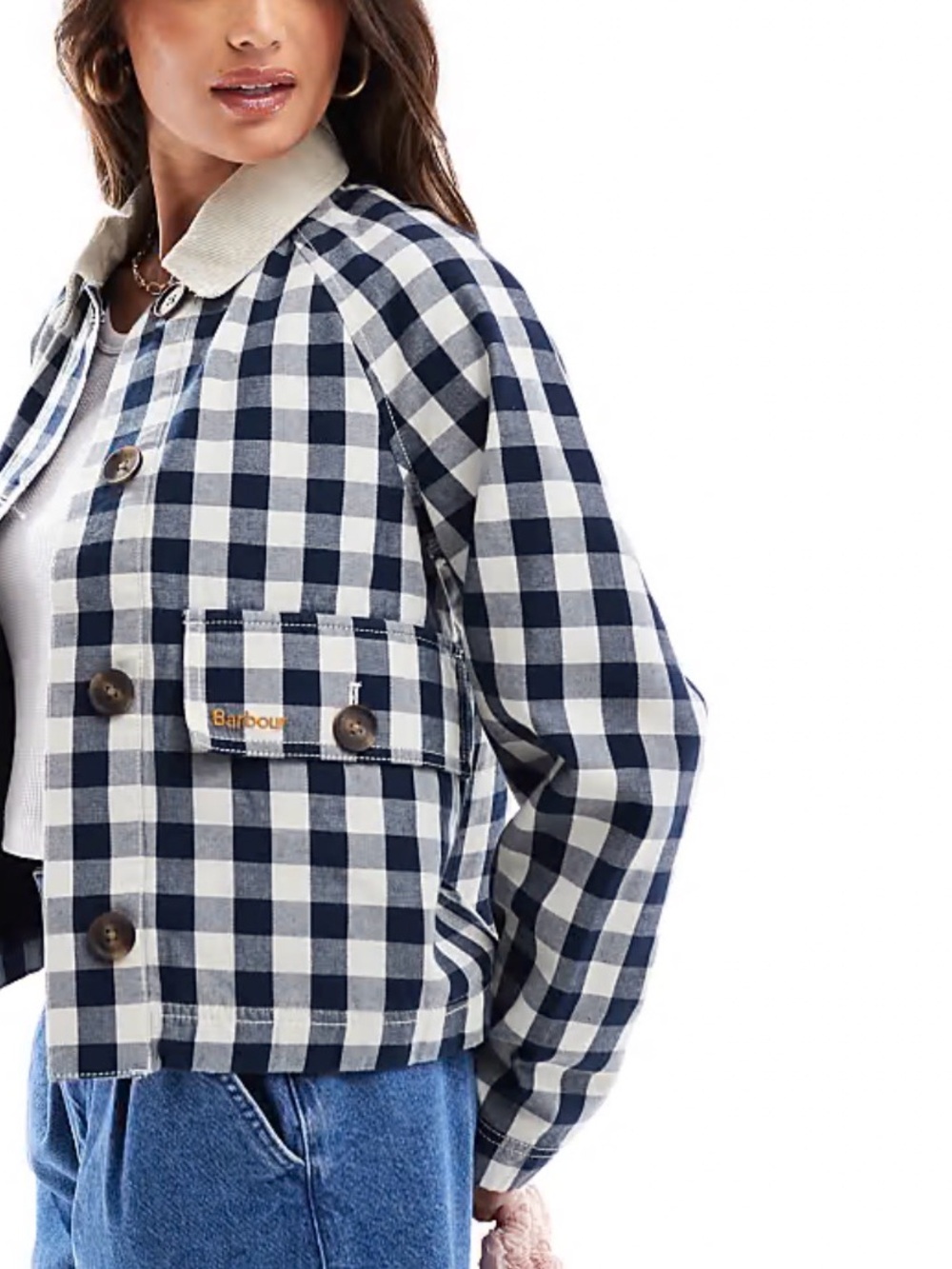 Barbour Navy and White Gingham Utility Jacket